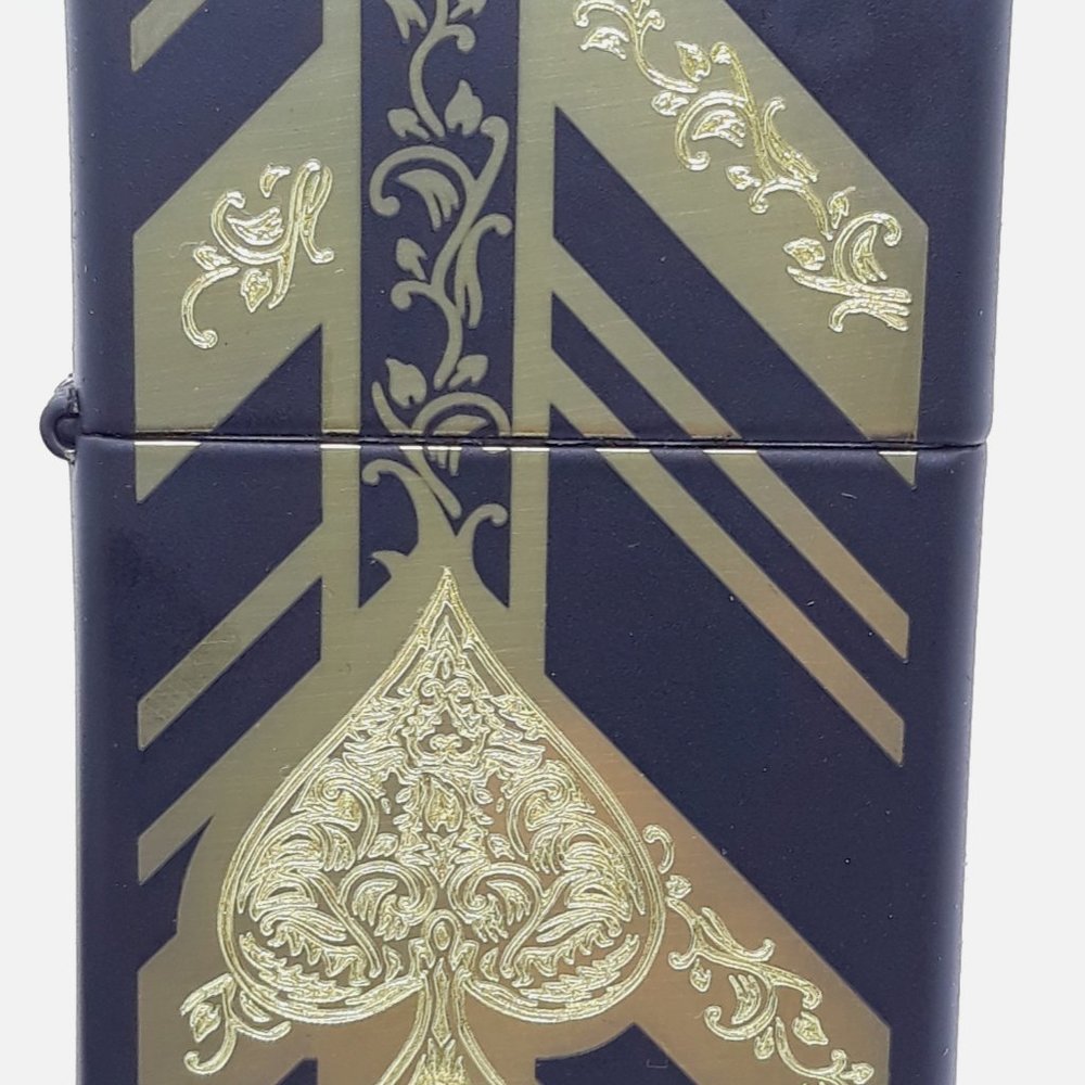 Ace of Spades Engraved  Authentic Zippo Lighter Black Matte